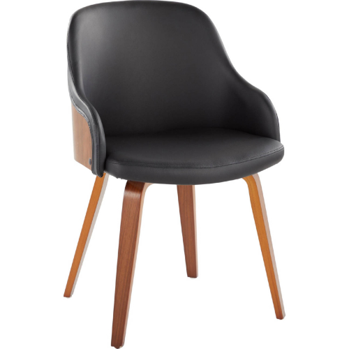 Bacci Dining Accent Chair in Walnut Wood & Black Leatherette